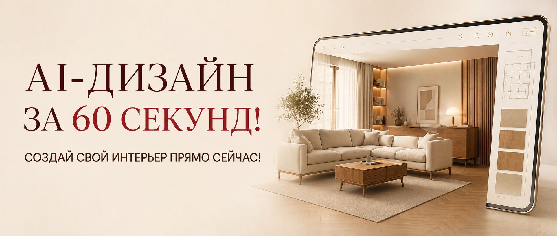 AI дизайн интерьера за 60 секунд