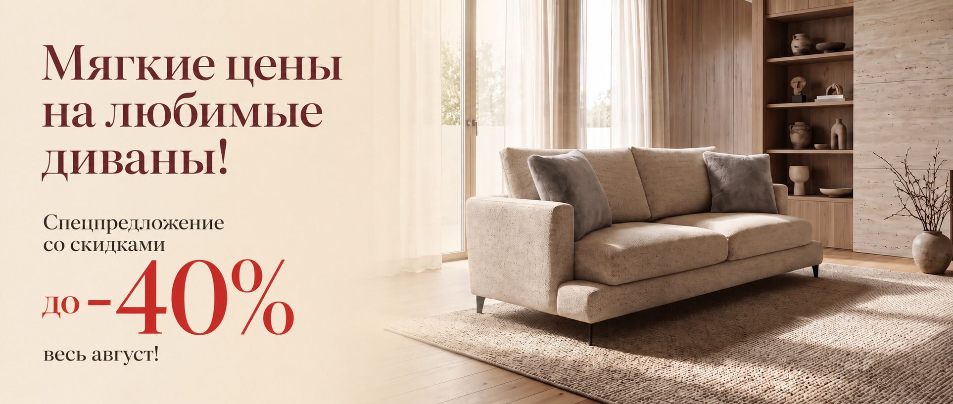 Диваны — скидки до 40% весь август