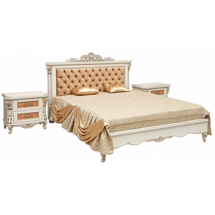 Кровать двойная «Альба» (декор. изголовье) 