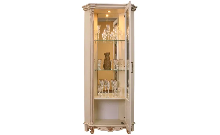 Шкаф с витриной «Алези» П1.350.0.13 (П350.13) - слоновая кость с золочением
