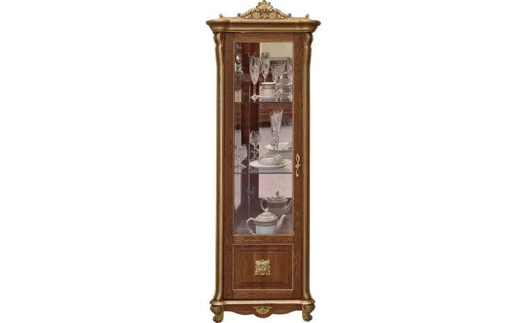 Шкаф-витрина «Алези Люкс» П1.349.0.08-01 (П350.08-01л) - античная бронза с золочением