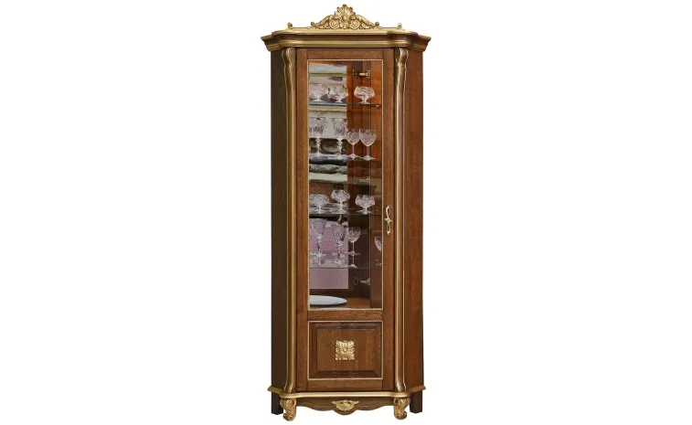 Шкаф с витриной «Алези Люкс» П1.349.0.13-01 (П350.13-01л) - античная бронза с золочением