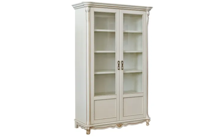 Шкаф 2д «Алези» П1.350.0.25 (П350.25) - слоновая кость с золочением