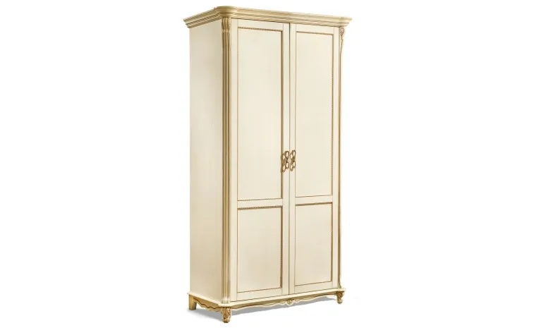 Шкаф для одежды 2д «Алези» П1.350.1.01 (П349.10) - слоновая кость с золочением