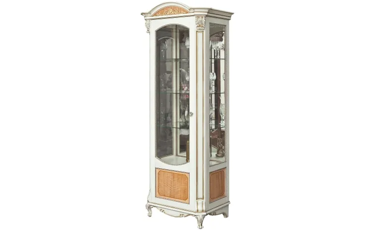 Шкаф-витрина «Альба» П4.485.0.08-01 (П485.08-01) - слоновая кость с золочением