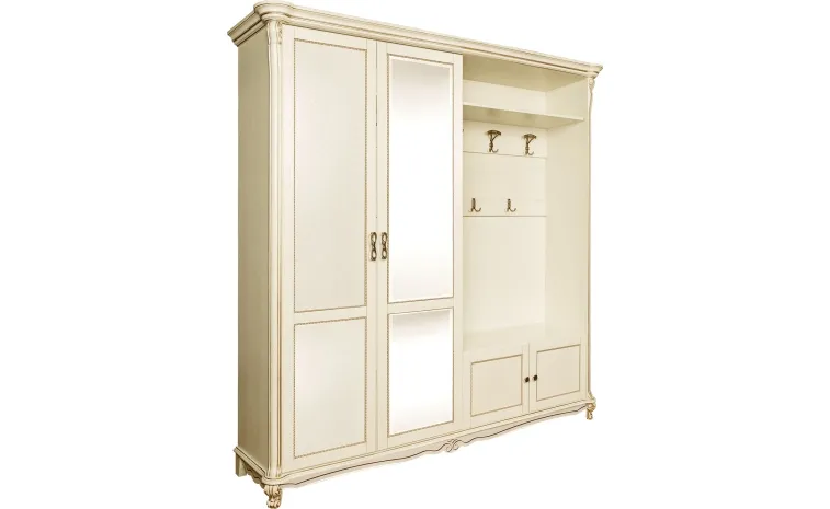 Шкаф комбинированный 4д «Алези» П1.350.3.12/П1.350.3.12-01 (П540.02з/П540.02з-01) - слоновая кость с золочением