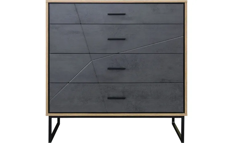 Комод «Лайн» П6.619.1.11 (П620.11) - камень серый/дуб вотан/чёрный