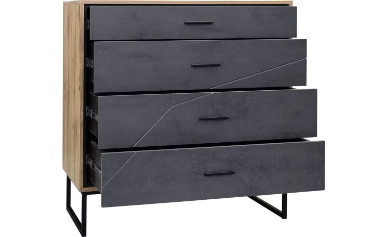 Комод «Лайн» П6.619.1.11 (П620.11) - камень серый/дуб вотан/чёрный