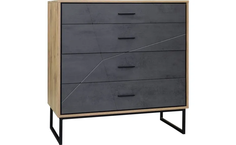 Комод «Лайн» П6.619.1.11 (П620.11) - камень серый/дуб вотан/чёрный