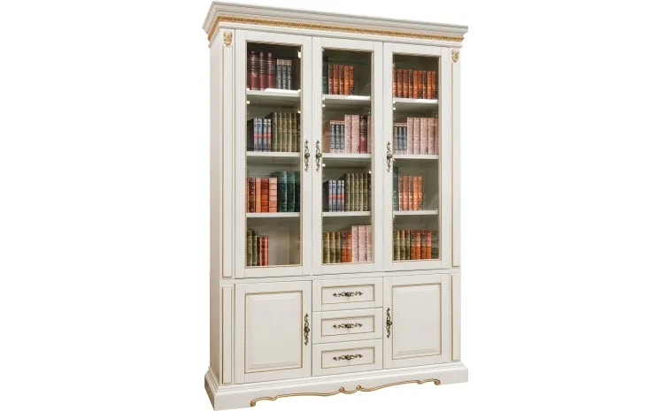 Шкаф комбинированный «Милана 3Д» П4.265.2.13(396.13) - слоновая кость с золочением