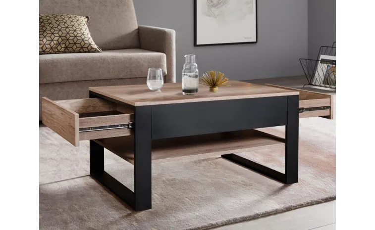 Стол журнальный «Каньон Лофт» П3.0561.0.06 - дуб каньон+чёрный