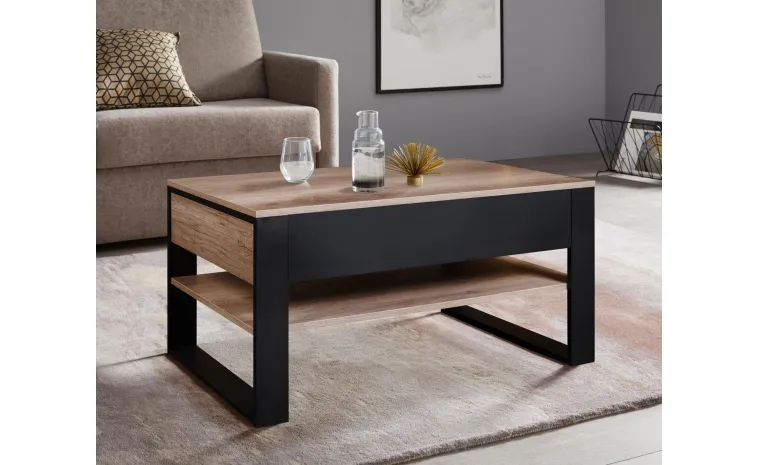 Стол журнальный «Каньон Лофт» П3.0561.0.06 - дуб каньон+чёрный