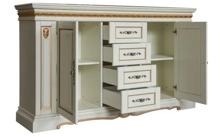 Тумба «Милана 14/1с» П4.265.0.13(265.14/1с) - слоновая кость с золочением