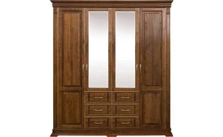 Шкаф для одежды 4д «Верди Классик» П3.0487.1.01 - черешня с золочением