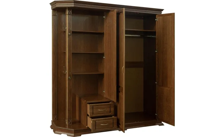 Шкаф комбинированный для прихожей «Верди Классик» П3.0487.3.01 - черешня с золочением