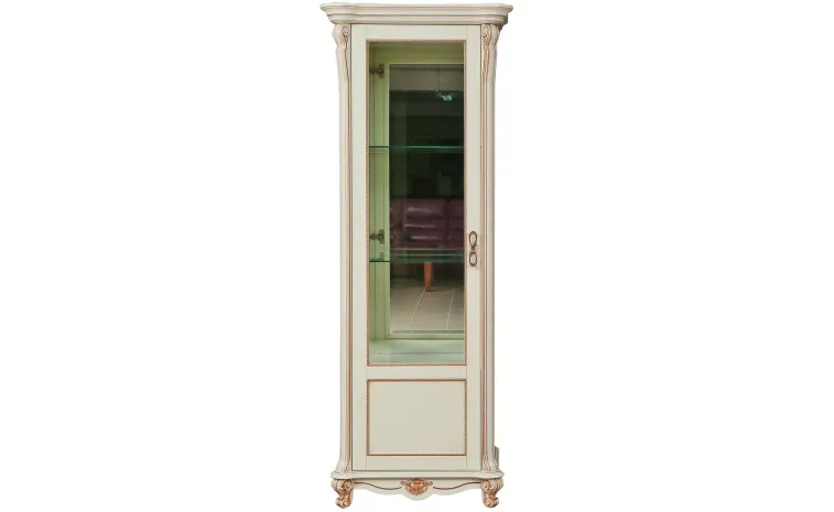 Шкаф-витрина «Алези» П1.350.0.08-01 (П350.08-01) - слоновая кость с золочением