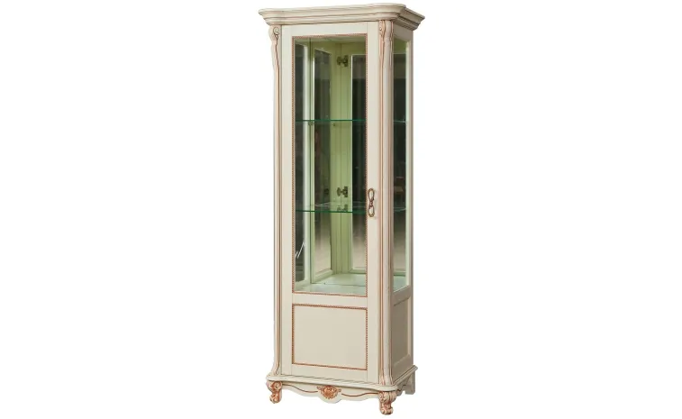 Шкаф-витрина «Алези» П1.350.0.08-01 (П350.08-01) - слоновая кость с золочением