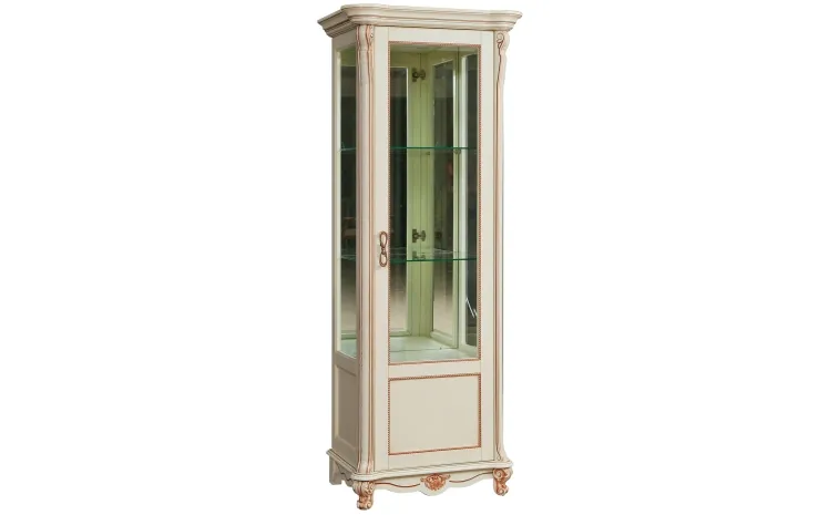 Шкаф-витрина «Алези» П1.350.0.08 (П350.08) - слоновая кость с золочением