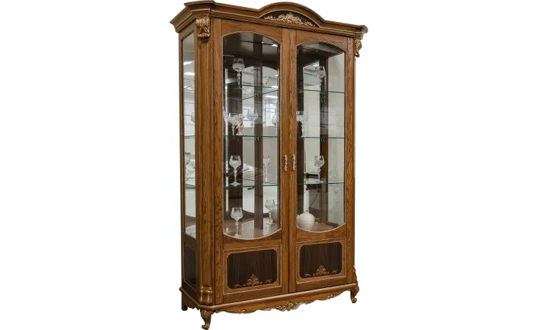 Шкаф-витрина 2д «Альба» П4.485.0.05 (П485.05) - палисандр с золочением