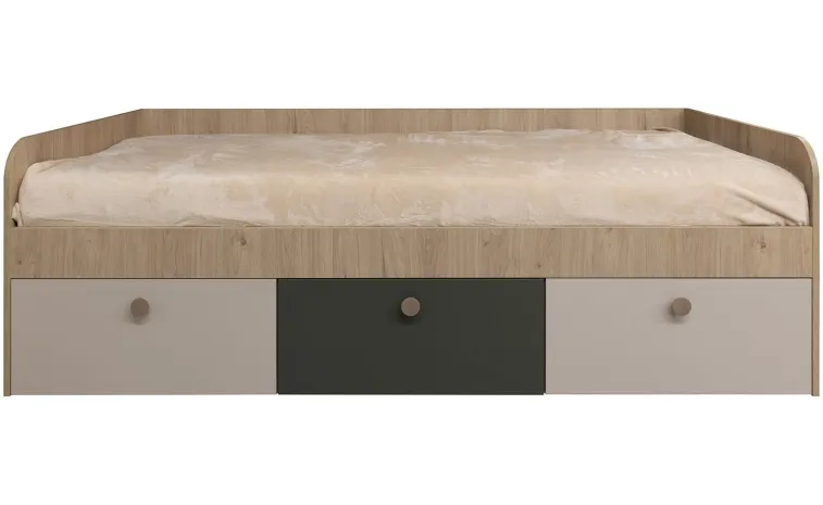 Кровать 1-09 «Вена» П6.115.1.05 - базальт + персидский жемчуг + гикори кингстон