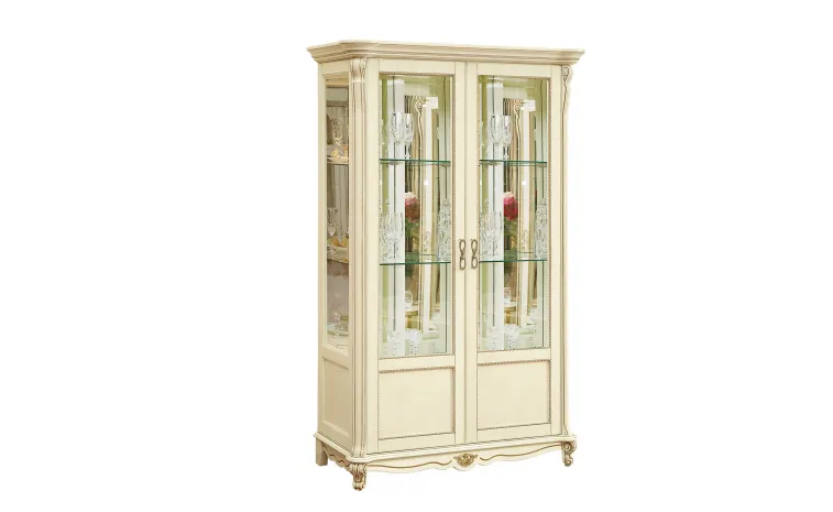 Шкаф с витриной «Алези» П1.350.0.19 (П350.19) - слоновая кость с золочением