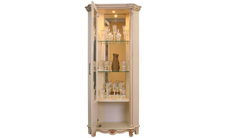 Шкаф с витриной «Алези» П1.350.0.13-01 (П350.13-01) - слоновая кость с золочением