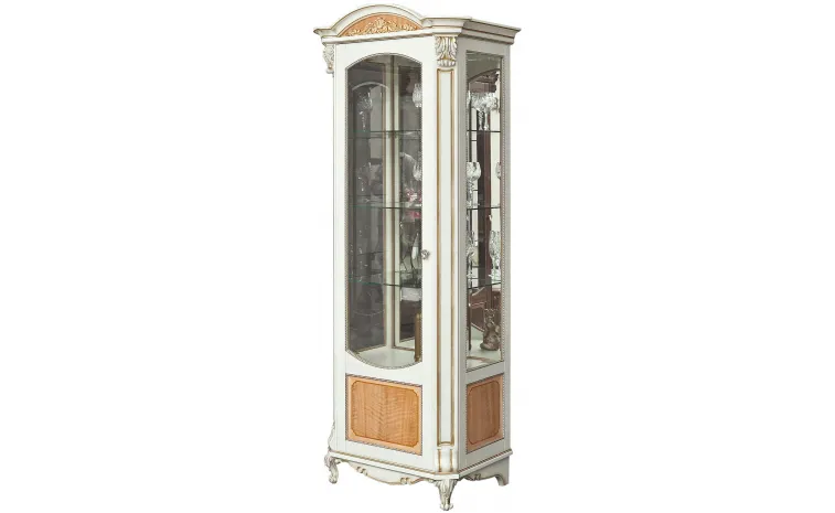 Шкаф-витрина «Альба» П4.485.0.08-01 (П485.08-01) - слоновая кость с золочением