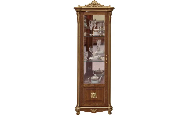 Шкаф-витрина «Алези Люкс» П1.349.0.08-01 (П350.08-01л) - античная бронза с золочением
