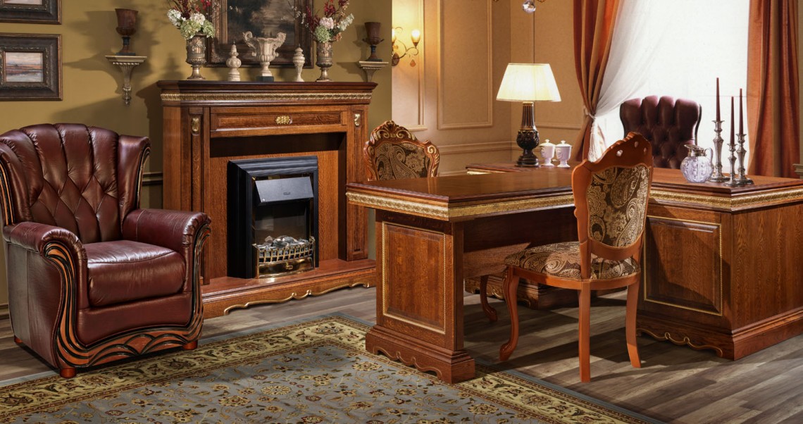 Мебель для кабинета «Милана» #2 - черешня с золочением