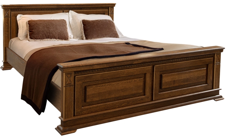 Кровать двойная «Верди Люкс» с высоким изножьем - черешня с золочением