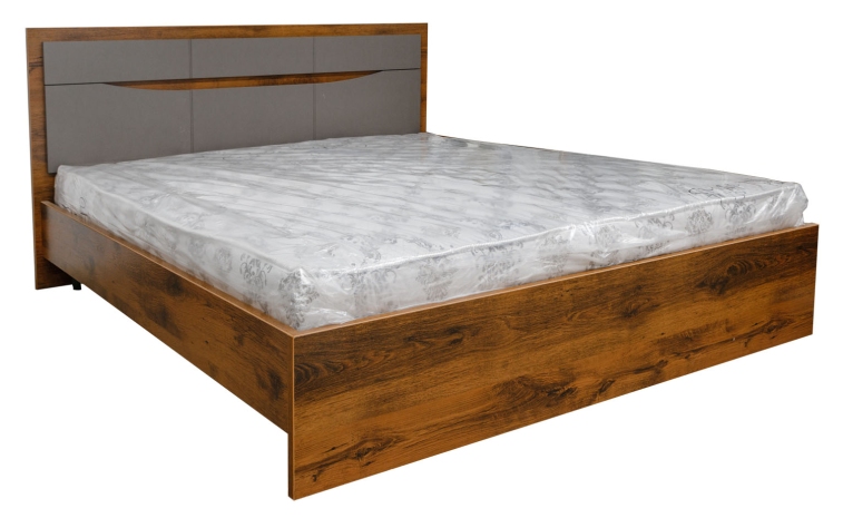 Кровать двойная «Монако» с низким изножьем - дуб саттер+серый мокко