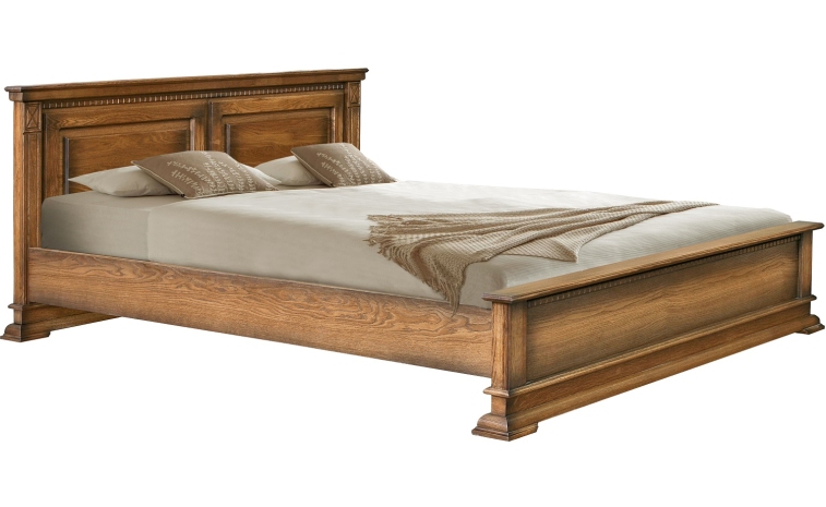 Кровать двойная «Верди Люкс» с низким изножьем - дуб рустикаль с патинированием