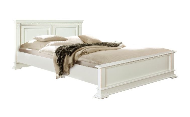 Кровать двойная «Верди Люкс» с низким изножьем - слоновая кость с золочением