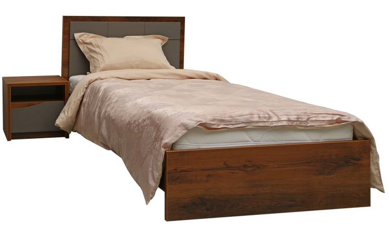 Кровать одинарная «Монако» с низким изножьем - дуб саттер+серый мокко