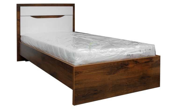 Кровать одинарная «Монако» с низким изножьем - дуб саттер+белый глянец