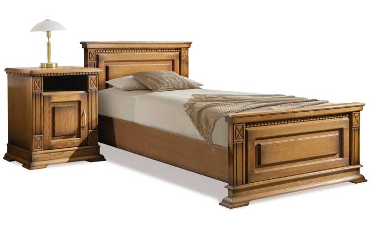 Кровать одинарная «Верди Люкс» с высоким изножьем - дуб рустикаль с патинированием