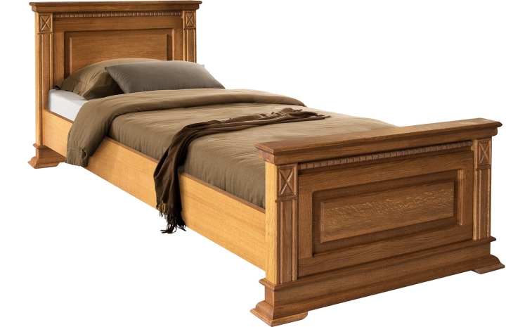 Кровать одинарная «Верди Люкс» с высоким изножьем - дуб рустикаль