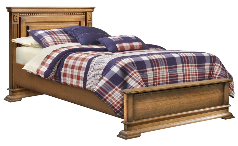 Кровать одинарная «Верди Люкс» с низким изножьем - дуб рустикаль с патинированием