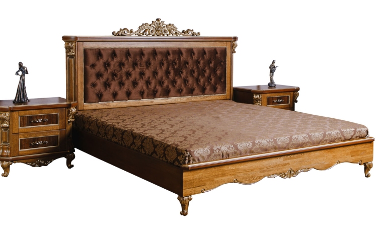 Кровать двойная «Альба» (декор. изголовье)  - палисандр с золочением