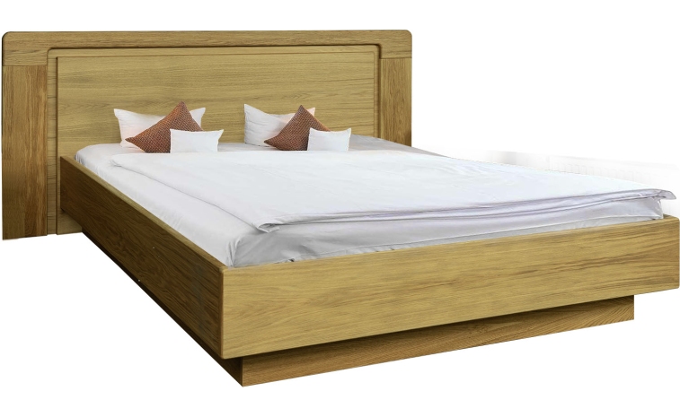 Кровать двуспальная «Хедмарк» с широким изголовьем - дуб натуральный
