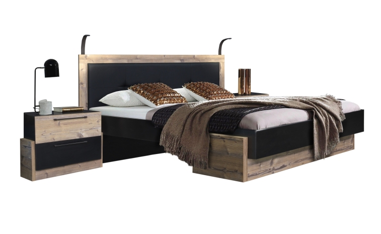 Кровать двойная «Гвиана» П631.05 - sale - чёрный+пихта брамберг