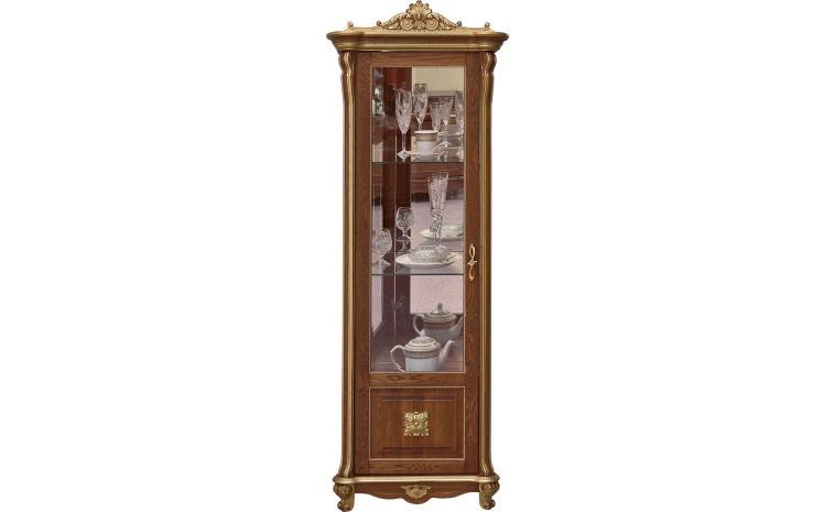 Шкаф-витрина «Алези Люкс» П1.349.0.08-01 (П350.08-01л) - античная бронза с золочением