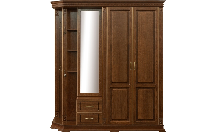 Шкаф комбинированный для прихожей «Верди» П3.487.3.01 (П433.01) - черешня с золочением