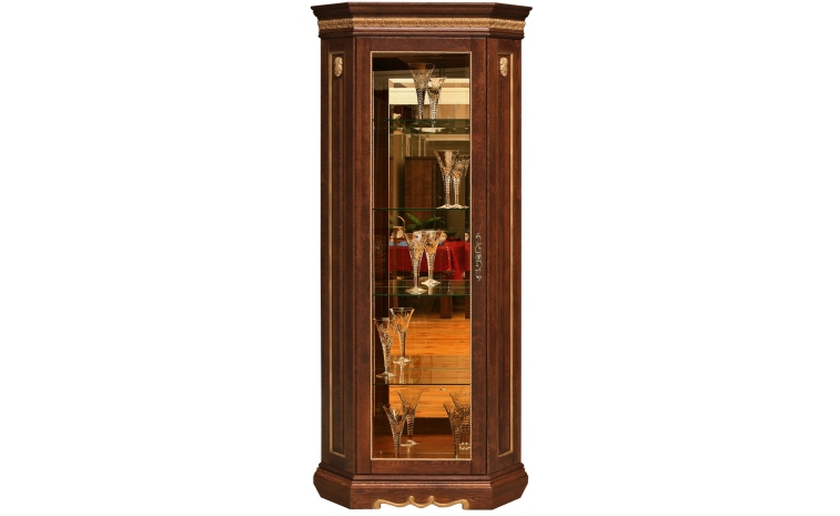 Шкаф с витриной «Милана 10» П4.265.0.10-01(265.10-01) - черешня с золочением