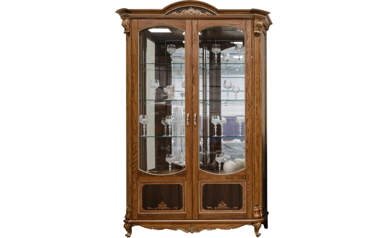 Шкаф-витрина 2д «Альба» П4.485.0.05 (П485.05) - палисандр с золочением