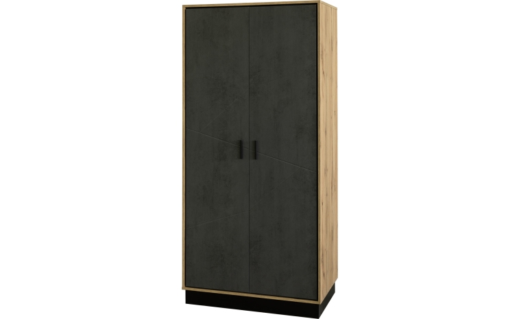 Шкаф 2-х дверный для одежды «Лайн» П6.619.1.28 (П620.28) - камень серый/дуб вотан/чёрный