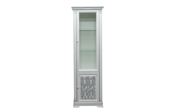 Шкаф с витриной «Мартина 1 3Д» П573.01 3Д - молоко с серебром