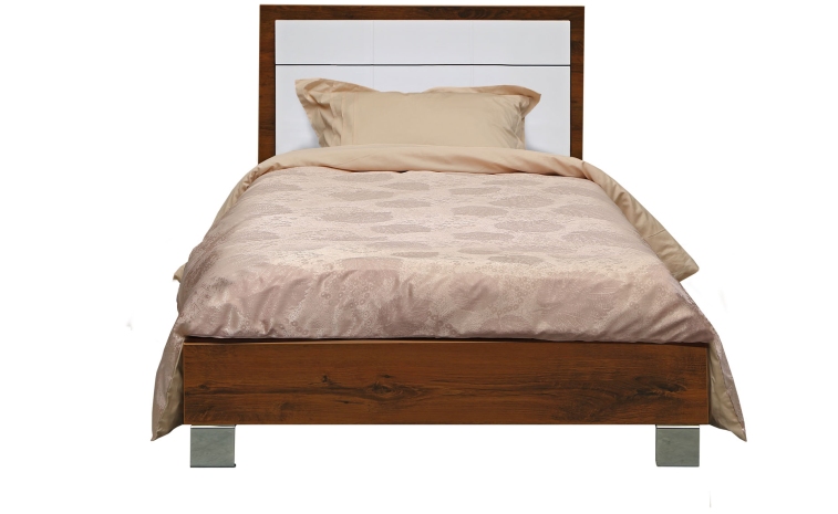 Кровать одинарная «Монако» с метал. опорами - дуб саттер+белый глянец