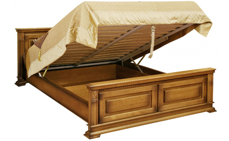 Кровать двойная «Верди Классик» с высоким изножьем - дуб рустикаль с патинированием